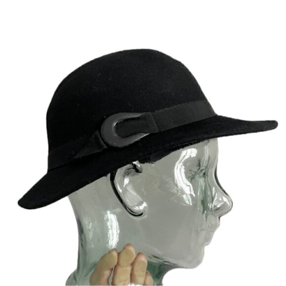 Vintage Charles Jourdan Paris Black Wool Brim Hat - Small 🇫🇷 - Picture 3 of 11